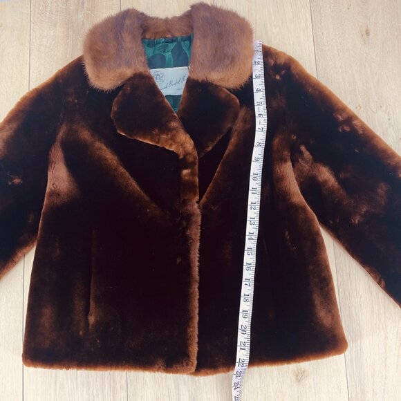 Reimand Dunkel Mouton Fur Cropped Jacket SZ 6-8 - Picture 11 of 12